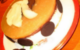 Bavarois poires-chocolat sur lit d'amandes