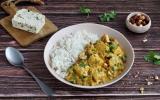 Curry de tofu épinard noisette aux légumes et lait de coco