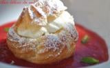 Choux chantilly mangue et coulis  de fraises