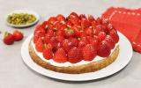 Tarte aux fraises et pistaches sur sablé breton