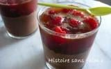 Verrine Mousse au chocolat, framboises et gelée de thé parfumée à la menthe