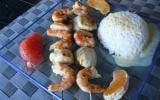 Brochettes de crevettes et saint jacques sauce agrumes