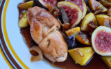 Chapon aux marrons, aux figues et aux poires