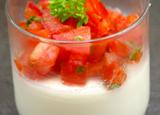 Panna cotta au chèvre et son tartare de tomates