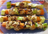 Brochettes poulet ananas au lait de coco et au curry