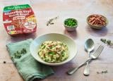 Risotto printanier aux petits pois et aux allumettes végé fumées