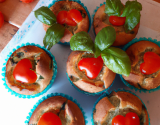 Cupcakes marbrés tomate/basilic, cœur surprise