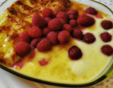 Gratin de fruits frais à la liqueur de framboises, sabayon au jus de fruits