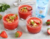 Gaspacho de fraises et croûtons de brioche perdue