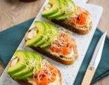 Bruschetta Saint-Marcellin, saumon et avocat