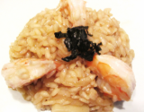 Risotto aux crevettes grises, bouillon maison