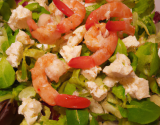 Salade de chèvre frais aux crevettes