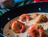 Crevettes à la sauce piquante et son lait de coco