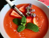 Soupe de fraise, tomate et orange