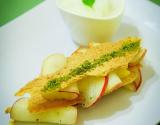 Tuiles (sans gluten) lemon curd, nectarines et sorbet basilic