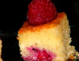 Gateau humide agrumes et framboises