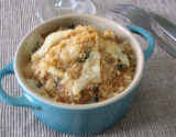 Gratin de topinambours et châtaignes aux cèpes