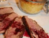 Magret de canard au cassis et gratin dauphinois au palet de bourgogne