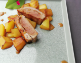 Foie de porc déglacé au Cognac et écrasé de pommes de terre