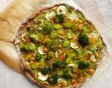 Pizza verte semi complète à la crème de courgettes