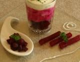 Mousse de roquette sur lit de betteraves