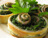 Feuilleté d'escargots avec son coulis de persil plat