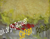 Gratin safrané et crémeux aux poireaux et Saint-Jacques