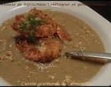 Velouté de topinambour, châtaigne et gambas panées