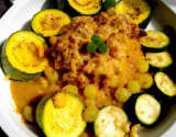 Crumble de Saint-Jacques et courgettes au curry