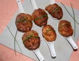 Madeleines poire, roquefort, amandes grillées