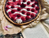 Tarte aux framboises et ganache au chocolat blanc