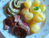 Paillasson de pommes de terre et courgettes, accompagné de son épaule d'agneau