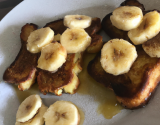 Pain perdu sucré-salé lard et bananes