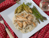 Risotto aux asperges et dés de Poulet Fermier d'auvergne Label Rouge aux épices