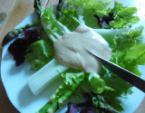 Mesclun et asperges vertes sauce mousseline coco gingembre