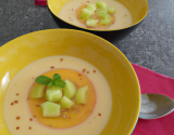 Soupe mangue melon avec une touche de citron vert