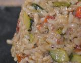 Risotto aux courgettes, poivrons grillés et tomates séchées