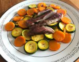 Magret de canard aux courgettes et carottes