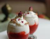 Cappucino de fraises au Gingembre mousse de Pana Cotta à la rose