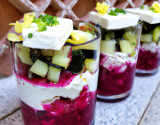 Verrine de betterave courgette et feta