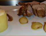 Mignon de Porc braisé au Vin de Noix et sa Réduction aux Lentilles, Dauphinois Destructuré