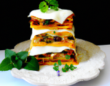 Lasagnettes ouvertes en millefeuille de Sandre, conjugaison de légumes nouveaux, infusion à la verveine