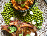 Côte de porc au tandoori et finesse de pois gourmands