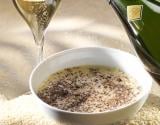 Soupe de lait aux vermicelles et à la truffe avec un champagne de vigneron millésimé