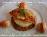 Filets de rouget barbet, mousse d'artichaut