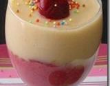 Créme anglaise cachant une mousse de cerise Griotte