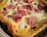 Clafoutis au jambon cru, mozzarella et pignons