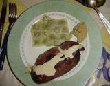 Magret de canard sauce au foie gras et ses ravioles de royans