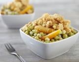 Crumble de parmesan de petits pois carottes au curry