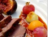 Magret de canard et sa réduction de bouillon à l'orange, gingembre et amaretto et légumes d'été indien...